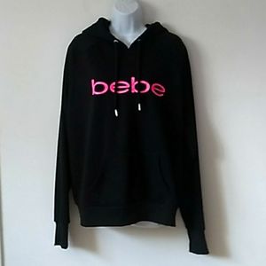 Bebe Sport Pink Logo Design On Black Hoodie Sweatshirt 3X